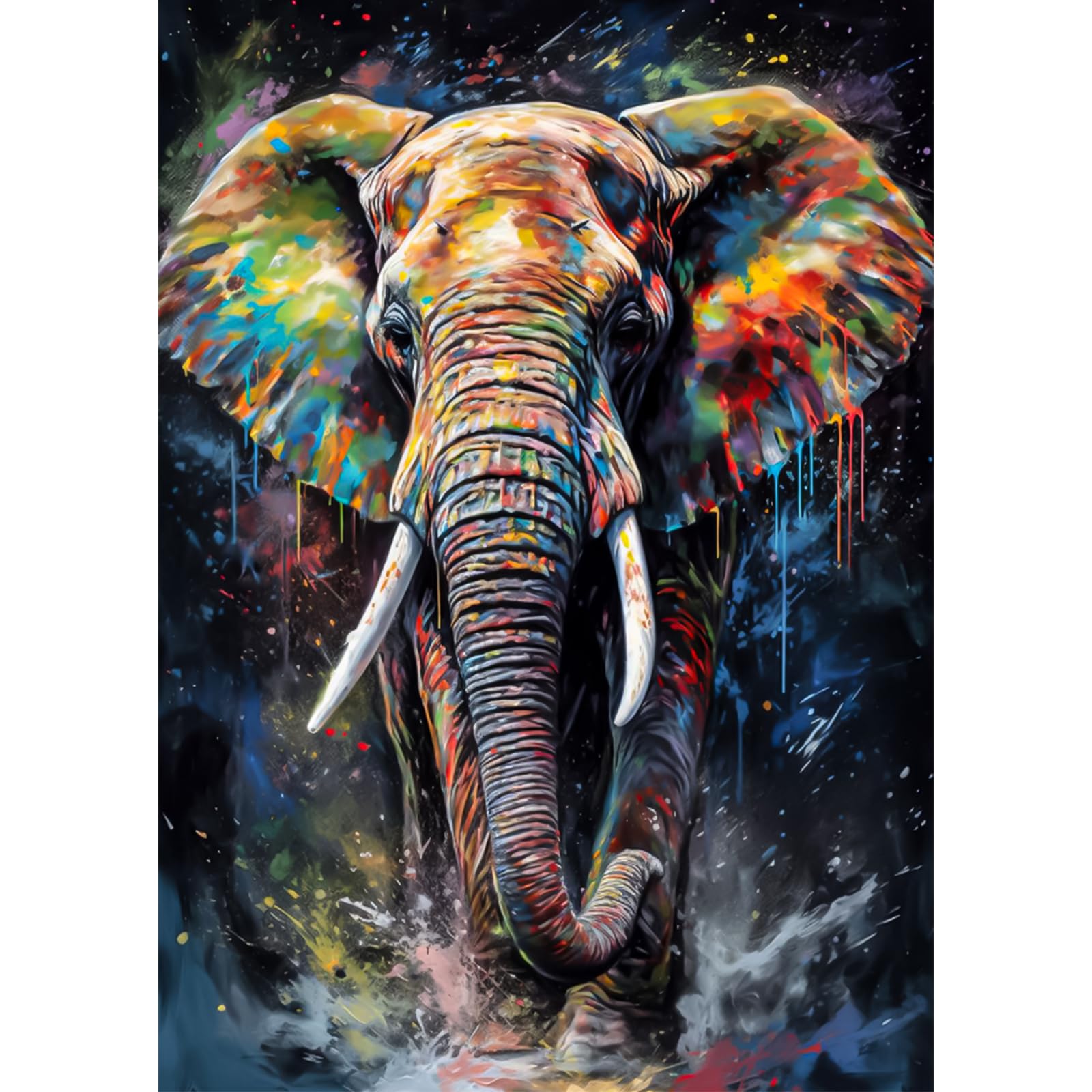 MXJSUA Walking Elephant DIY Diamond Painting Kits for Adults,5D Diamond Painting Kits, Full Drill Elephant Diamond Painting Kits Diamond Gem Art for Home Wall Decor 30x40cm