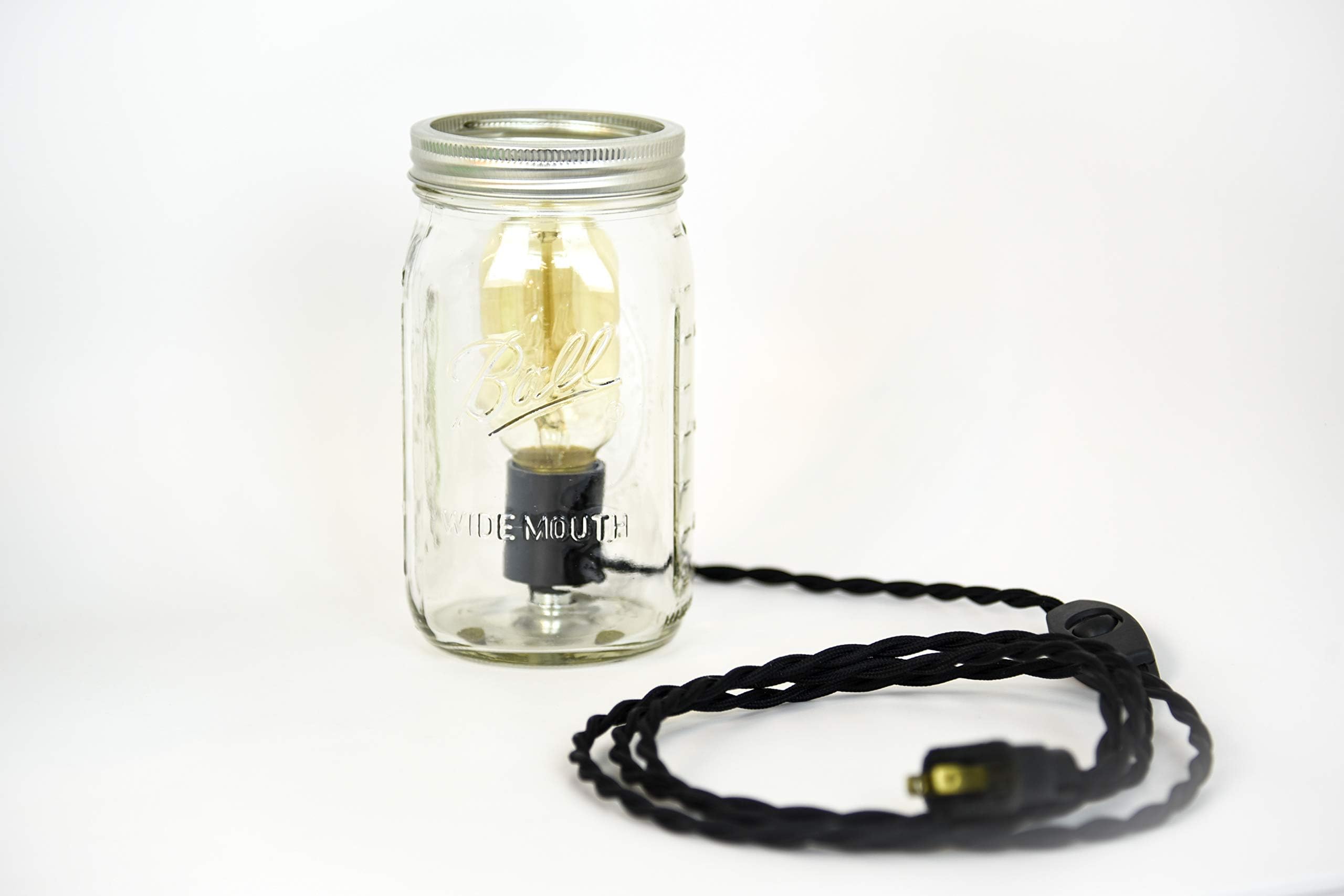 Mason Jar Plug In Table Lamp