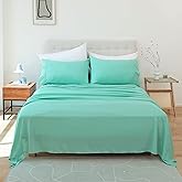 Whitney Home Textile Twin Sheet Set - 3 Piece Bed Sheets for Twin Size Bed, Luxury Soft Breathable Microfiber, Extra Deep Pocket, Bedding Sheets & Pillowcase, Wrinkle Free Oeko-Tex, Aqua