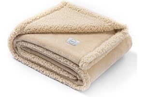 Maidewow Waterproof Dog Blanket Reversible Pet Bed Cover Puppy Fluffy Cream Blankets Leakproof Sofa Couch Cover Cat Pet Blanket for Warm Washable-M