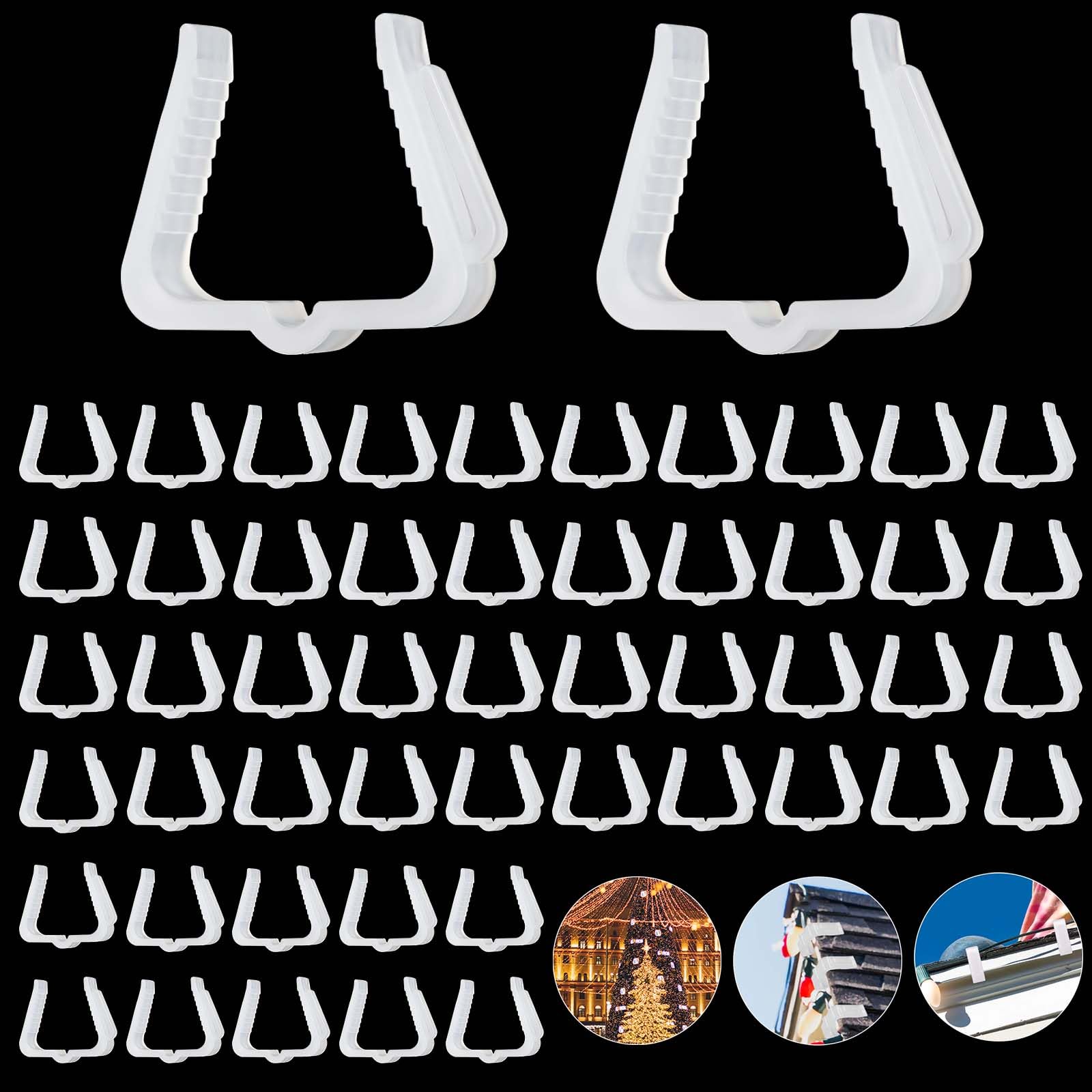 Photo 1 of 50pcs Christmas Light Hanger Hooks, Plastic Christmas Light Clips Fascia Board Clips Light Clips for Outside String Lights Christmas Light Hangers for Outdoor Fascia Deck