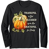 Thankful Grateful Blessed, Christian Thanksgiving Long Sleeve T-Shirt