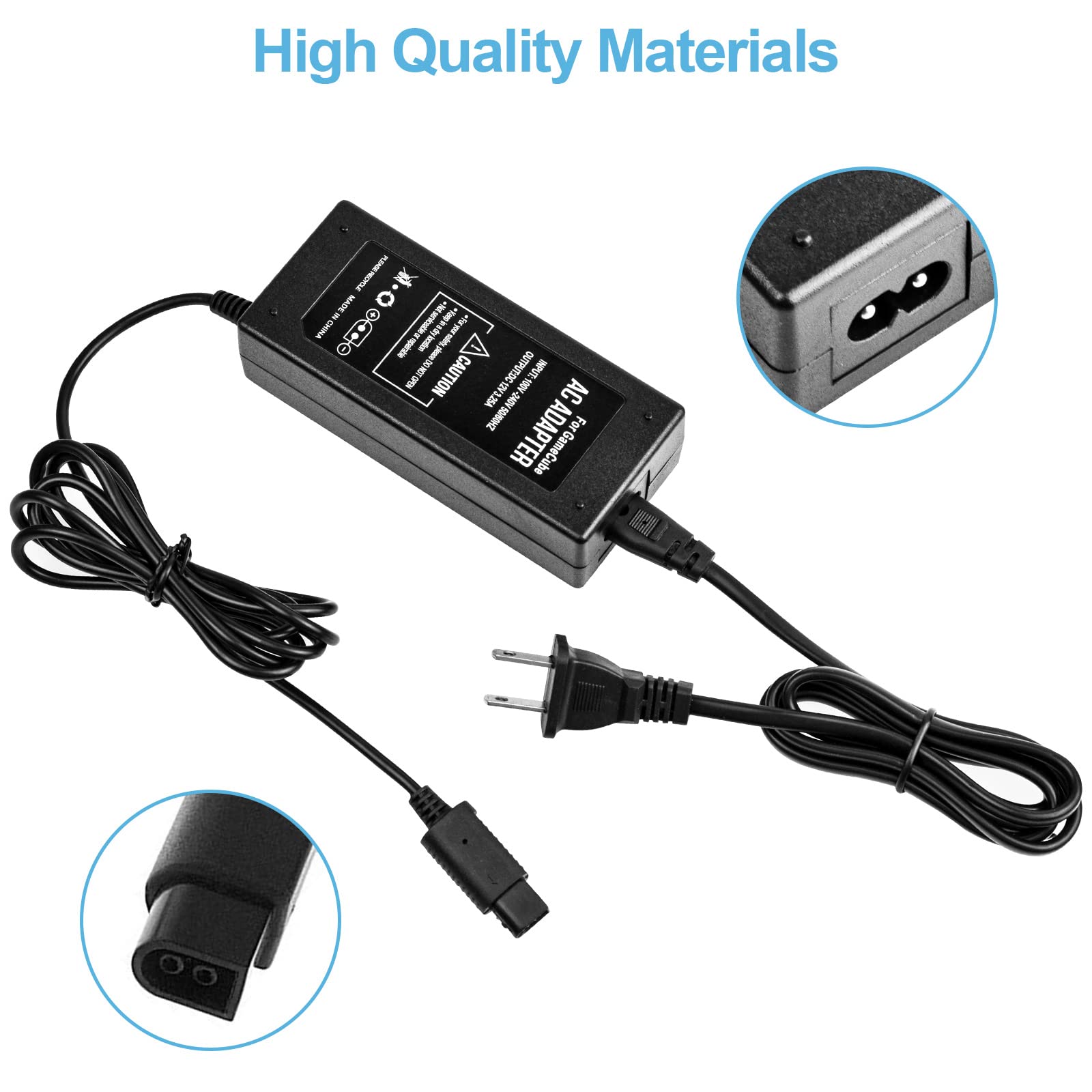 Gamecube Power Supply, Gamecube Power Cord, Gamecube AV Cable & AC Power Adapter Set, Compatible with Nintendo Gamecube NGC System… (without av cable)