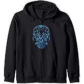 Day of the Dead Skull in Blue Sugar skull Zip Hoodie