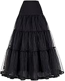 HaoHuodress Women's A-Line Petticoat Long Crinoline Ankle Length Elastic Wedding Underskirt Half Slip