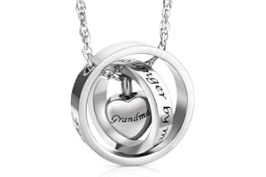XIUDA Urn Necklace for Ashes No Longer by My Side, Forever in My Heart Carved Locket Cremated Ashes Necklace