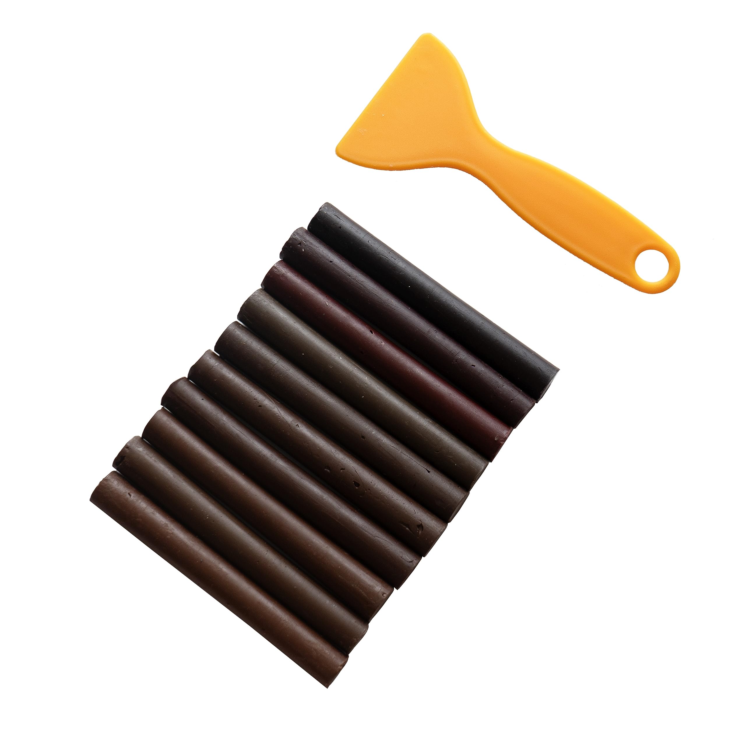 Wax Filler Sticks (Dark Brown) – Set of 10 Wood Filler Sticks to Fix Cracks, Scratches, Marks and Dents – Instant Results - for Wood, Laminate, Veneer.