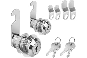 Pertinel Cam Locks Keyed Alike, 3/4" Cabinet Locks with Keys Secure Files Drawers RV Storage Locks Replacement Set, Zinc Alloy (3/4 Inch 2Pcs)