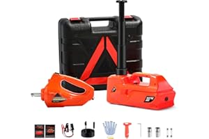 ZS ZAISHANG ZAISHANG Electric Car Jack 5Ton 12V Hydraulic Car Jack Lift (Lifting Range: 6.1~17.7 inch) with Impact Wrench Built-in Safety Hammer, and LED Light for SUV MPV Sedan Truck Change Tires Garage Repair