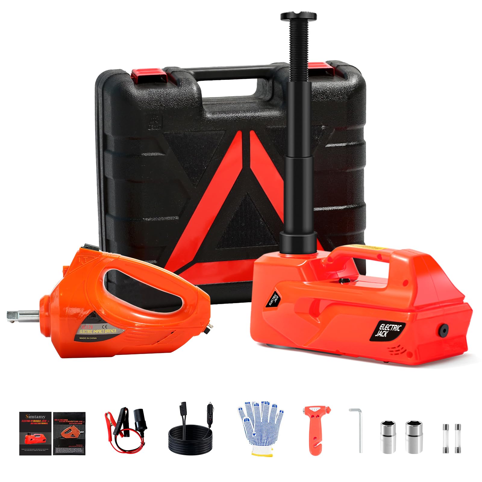 Photo 1 of (incompletd accesories) ZAISHANG Electric Car Jack 5Ton 12V Hydraulic Car Jack Lift (Lifting Range: 6.1~17.7 inch) with Impact Wrench Built-in Safety Hammer, and LED Light for SUV MPV Sedan Truck Change Tires Garage Repair
