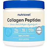 Nutricost Collagen Peptides Powder 4 oz (Unflavored) Type I, Type III Collagen - Grass-Fed, Gluten Free and Non-GMO