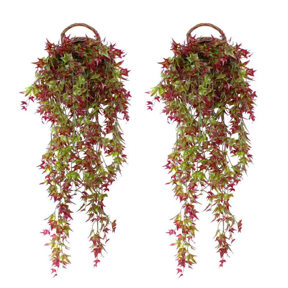 duisoad FUJIE 2 Pcs Artificial Ivy Vine Artificial Plants Fake Ivy Hanging Garland Trailing Bracket plant for Outdoor Indoor Hanging Basket Decor