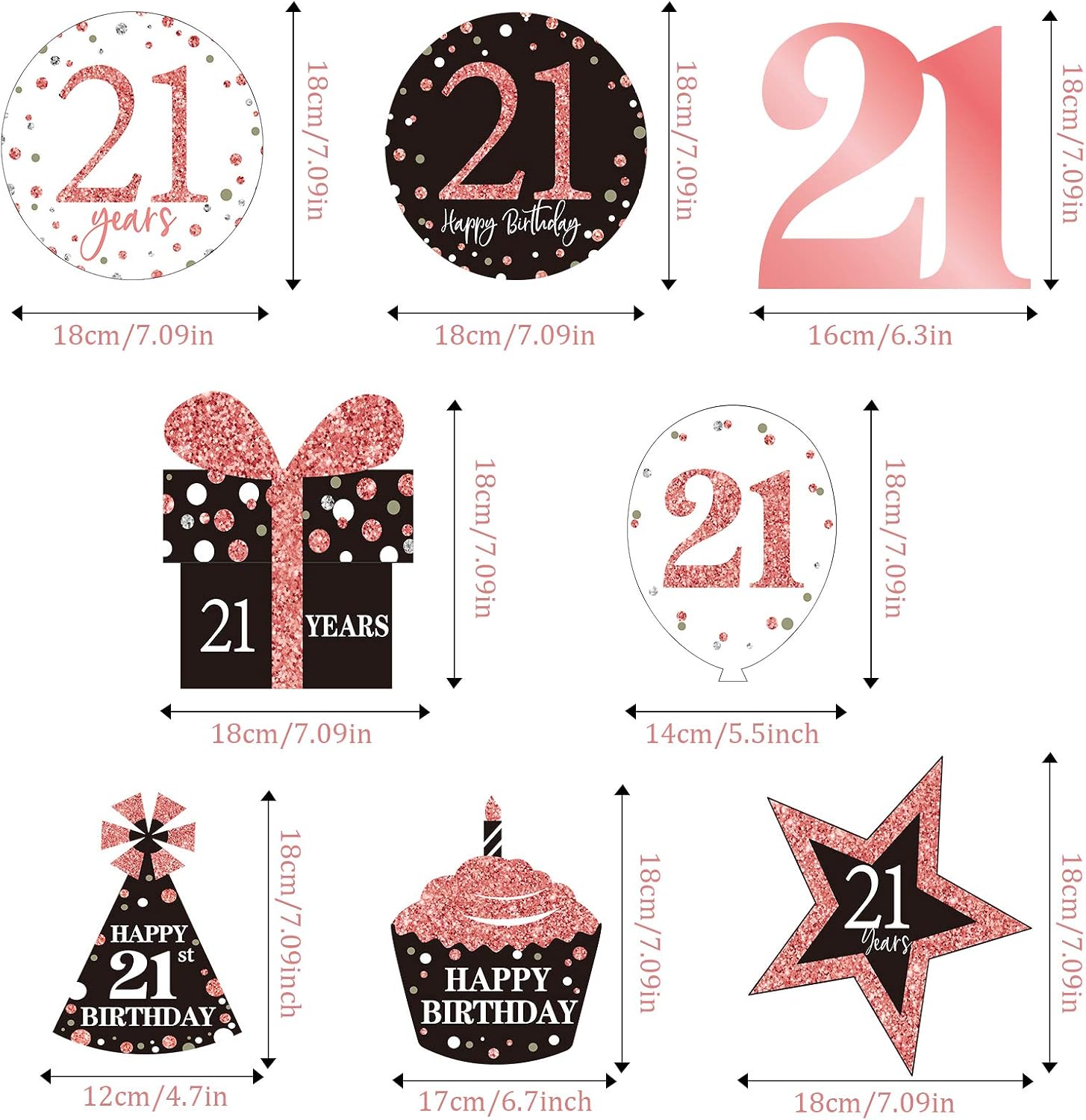 Rose Gold 21st Birthday Hanging Swirls Ceiling Decorations - Shiny Foil Swirls for Women's 21st Birthday - 30 Count - Image 3