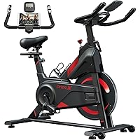 Exercise Bike, Dripex 2023 Upgrade [Super Silent Belt Drive] Indoor Stationary Bike with Tablet Holder, LCD Monitor for Home 