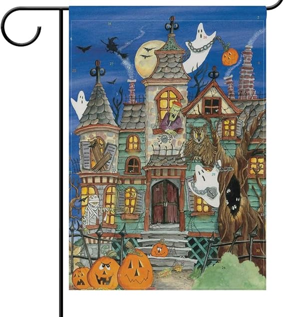 Bandera del jardín de Halloween Casa embrujada Brujas Ghuts Punpkins