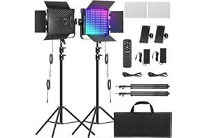 ALTSON 2-Pack RGB Photography Lighting Kit, 50W Bi-Color Professional LED Studio Lights, 2300k~8500k Dimmable Photo Lights for Photography Filming Camera Video Recording Stage Shooting Streaming TikTok