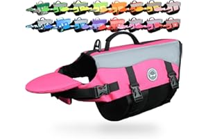 VIVAGLORY Front Float Dog Life Vest, Dog Life Jacket for Swimming & Boating, Swimming Vest with Chin Float & Handle, Ripstop & Buoyancy for Puppy Doggy, S, Pink