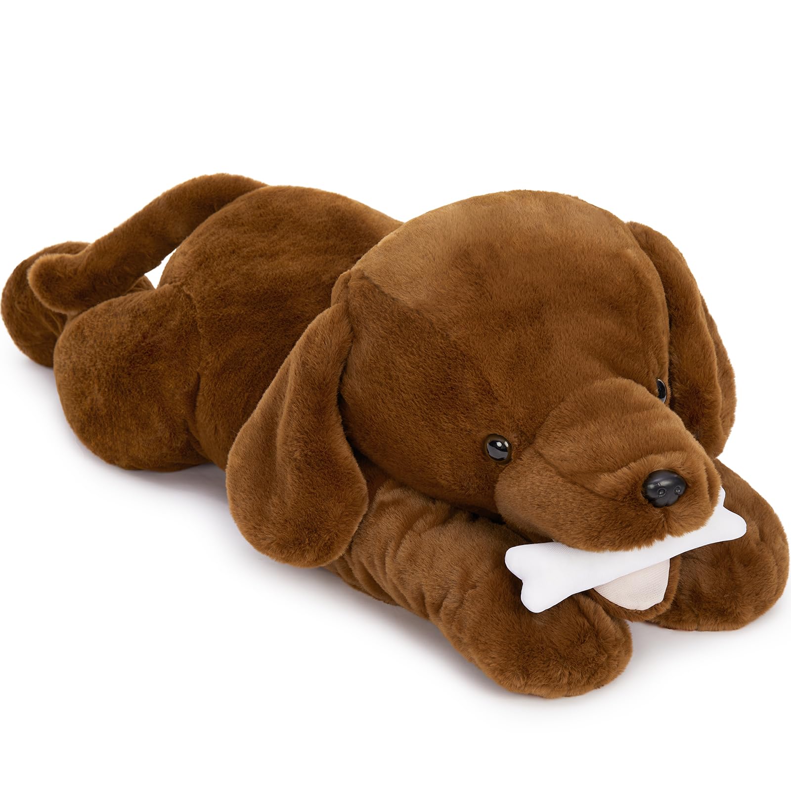 Photo 1 of MorisMos Giant Lab Dog Stuffed Animal, 32in Large Chocolate Labrador Puppy Plush Pillow, Fluffy Big Stuffed Dog Plush Gifts for Kids, Girls, Boys