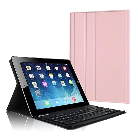 Fintie Tastatur Hülle für iPad 2 / iPad 3 / iPad 4 - Ultradünn leicht SlimShell Ständer Schutzhülle Keyboard Case mit magnetisch Abnehmbarer drahtloser Deutscher Bluetooth Tastatur, Roségold