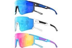 QALLY 3PACK Kids Sunglasses Youth Baseball Sunglasses for Boys Girls Age 4-14, Softball Cycling UV400 Protection Sports