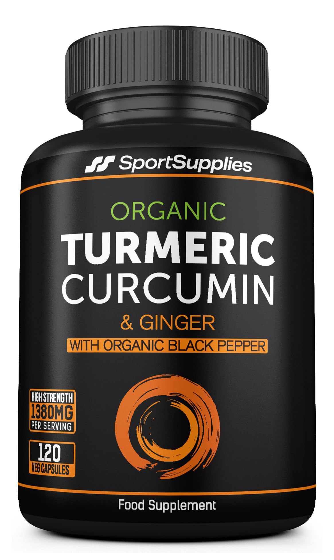 Organic Turmeric Capsules High Strength and Black Pepper with Active Curcumin with Ginger 1380mg - Advanced Tumeric - Each 120 Veg Capsule is Organic (2 Capsules per Serving)