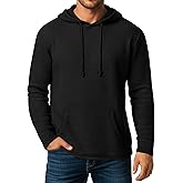 August Alley Men's Big and Tall Hoodies Sweatshirts Long Sleeve Waffle Knit Casual Pullover Drawstring Shirts with Pocket