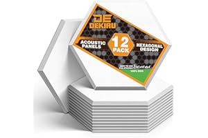 DEKIRU 12 Pack Acoustic Panels Sound Proof Padding, 14 X 13 X 0.4 Inches High Density Sound Proof Foam Panels Used in Home & Offices (White)