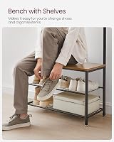 VASAGLE Coat Rack Hallway Cabinet with Bench and Shoe Rack 175 cm Walnut view 6