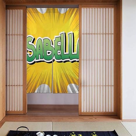 Amazon Wotaka 部屋仕切り のれん レトロなスタイルの楽しい漫画の背景ポスターデザインのアメリカの出生名 おしゃれ 暖簾 玄関 キッチン リビング 飲食店 出入り口 ロング のれん カーテン 幅86 丈143cm のれん オンライン通販