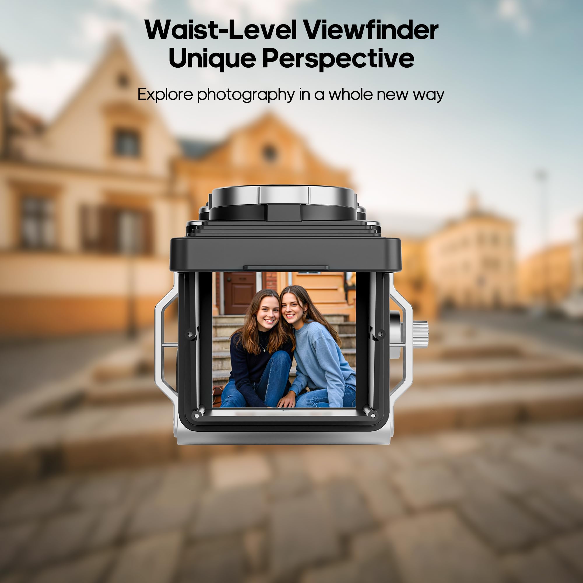 CHUZHAO Mini Retro Digital Camera - Vintage TLR Style Point and Shoot Auto Focus Vlogging Camera, Compact & Portable, 16GB Card Included, Ideal for Beginners, Teens, and Adults