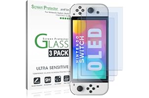 amFilm Tempered Glass Screen Protector Compatible with Nintendo Switch OLED model 2021 (3-Pack)