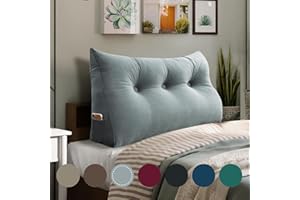 homecozy Wedge Headboard Pillow Dorm Room Reading Pillow Back Support for Sitting Up in Bed Bolster Lumbar Cushion Body Pillow Positioning Bedrest Velvet 39in Light Gray Twin
