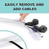 AGPTEK White Cable Tidy Sleeve 2 Pack 5ft - 1.2 Inch Wire Cover Cord Organizer view 4