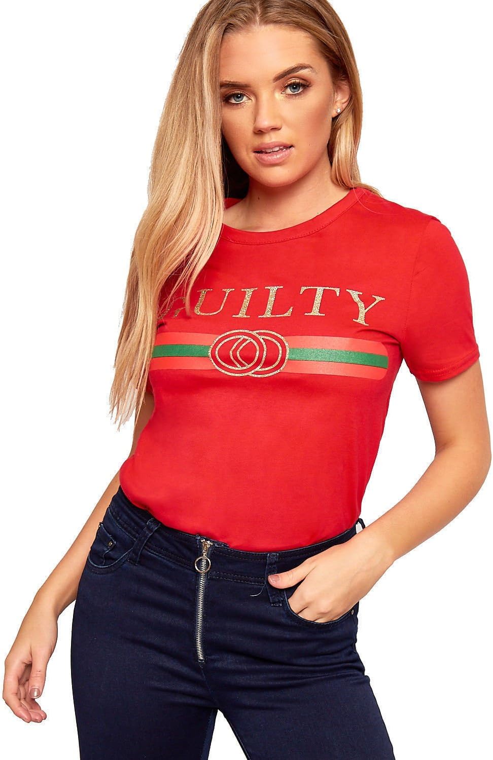 LVL Online Store Womens Celebrity Inspired Designer Ladies Slogan Striped T- Shirt Casual Top
