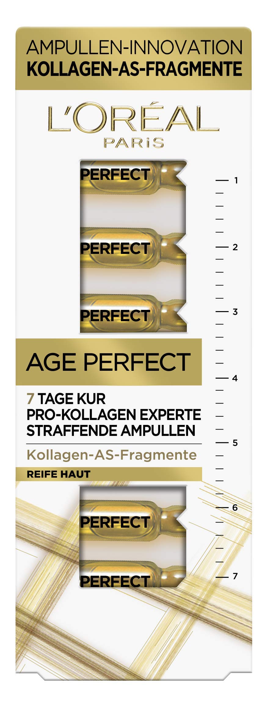 L'Oréal Paris Firming Ampoules 7-Day Treatment for Mature Skin, Anti-Ageing Face Care with Anti-Wrinkle Effect, with Collagen AS Fragments, Age Perfect Pro Collagen Expert, 7 x 1.3 ml