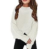 INFULEIMU Girls Sweaters Crewneck Long Sleeve Kids Sweater Fall Winter Chunky Knit Pullover Jumper 5-14
