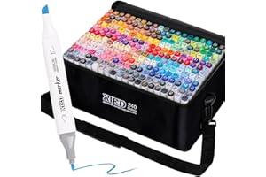 XIEED Alcohol Markers, 240 Colors Premium Alcohol Markers Set with Adjustable Shoulder Strap for Beginners & Artists in Coloring or Sketching