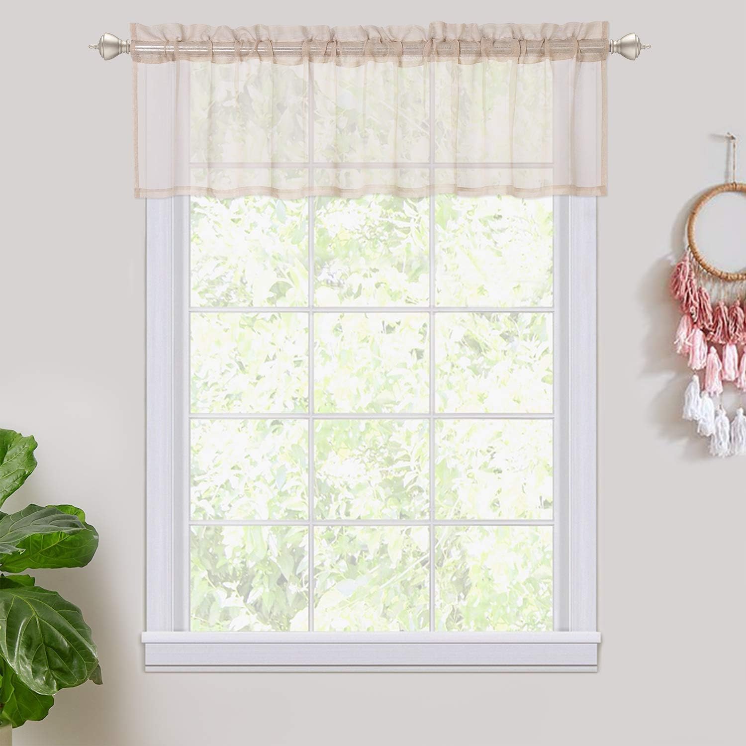Haperlare Short Sheer Curtains Small Window Rod Pocket Semi Sheer