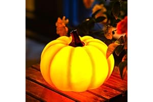 Vereemy Solar Pumpkin Lights up Outdoor Pumpkin Garden Statue Fall Decor Resin Thanksgiving Halloween Pumpkin Decorations for Porch Patio Yard Lawn Ornament(1 Pack)