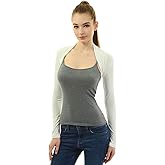 AmélieBoutik Women Long Sleeve Bolero Shrug Cropped Open Front Cardigan Jacket