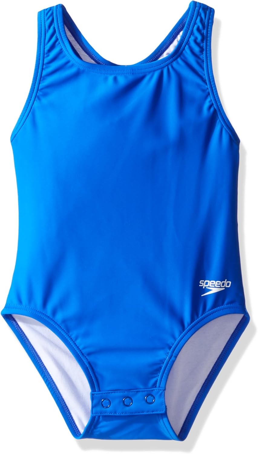 Speedo Girl's Swimsuit One Piece Begin to Swim Snap Solid