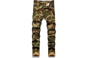 OIIIO Men's Patch Ripped Stretch Regular Fit Jean