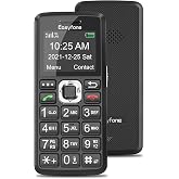 Easyfone T200 4G Unlocked Feature Cell Phone, Easy-to-Use Clear Sound Basic Dumb Mobile Phone with FM Radio, Flashlight, Bluetooth, Expandable Memory, Mini-Games, No Internet &amp; No Camera (Black)