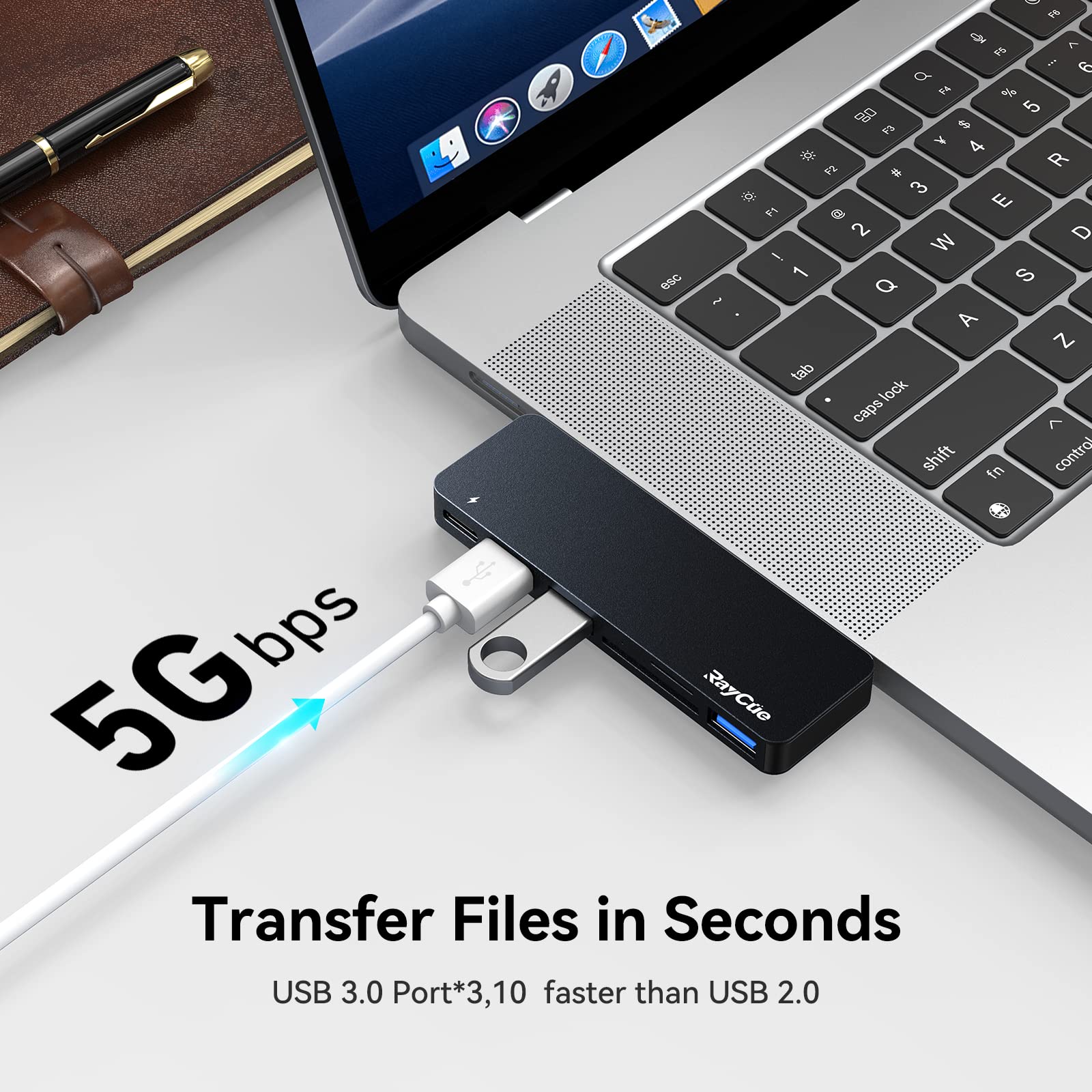 USB C Hub Adapters for MacBook Pro 14/16 inch 2022, MacBook Pro Adapter MultiportMac USB C Dongle with Thunderbolt 3, USB3.0*3, SD/TF Card Reader, MacBook Pro Accessories for MacBook Pro Air 2022-2018