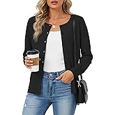 NILOUFO Women's Cardigan Sweaters Button Down Long Sleeve Soft Lightweight Knit Business Casual Work Dressy Cardigan