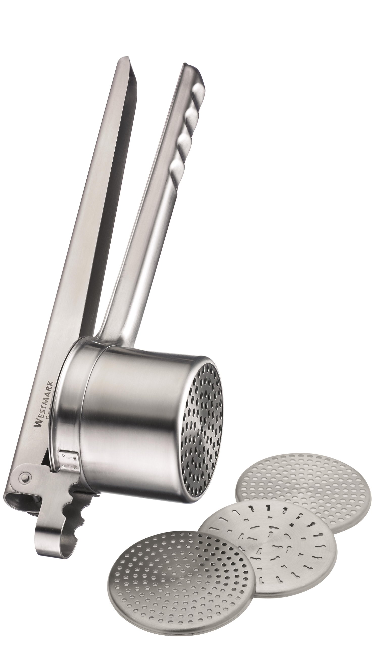 Westmark Spaetzle/Potato Press, with 4 interchangeable perforated discs, stainless steel, Quadro, silver, 61172260