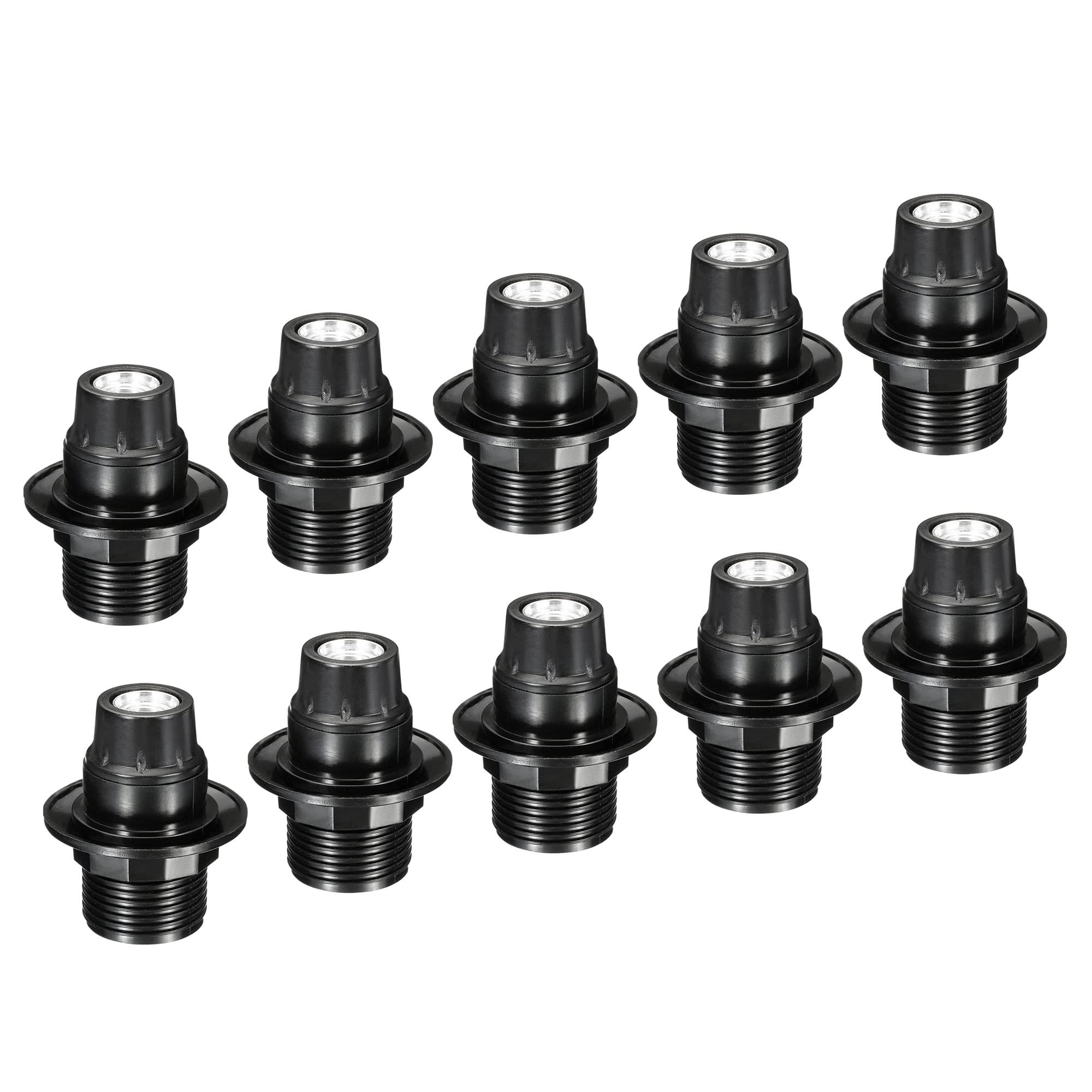 PATIKIL E14 Bulb Holder Light Socket, 10 Pack Screw Thread LED Bulb Lamp Holder for Pendant Lights, Black