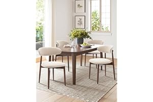 Homixis Dining Room Chairs Set of 4, Upholstered Farmhouse Dining Chairs, Modern Fabric Kitchen Chairs with Solid Wood Leg,Beige