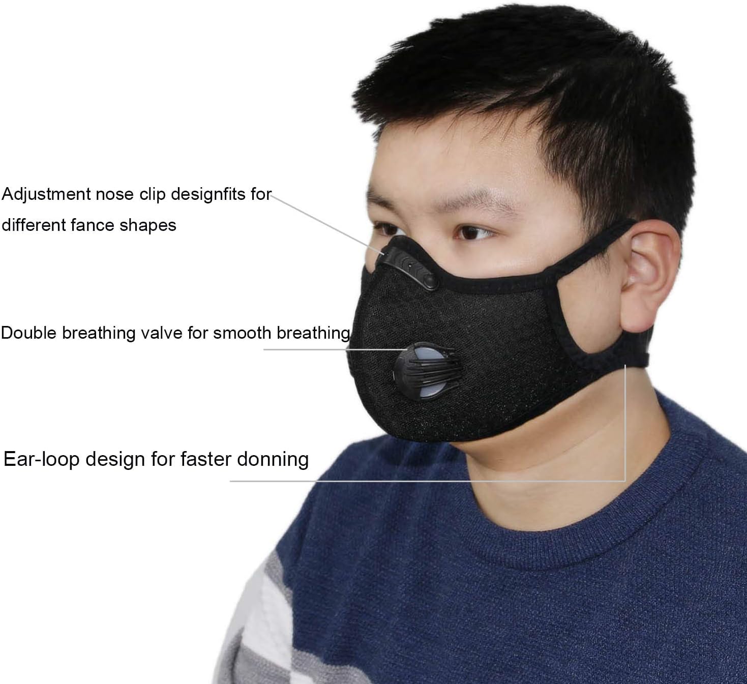 MDSTOP 2 Pcs Dust Filter Upgrade Activated Carbon Filter Windproof Foggy Haze Dust Filter Motorcycle Bicycle Cycling Ski Half Face Filter for Outdoor Activities (Black) : Sports & Outdoors