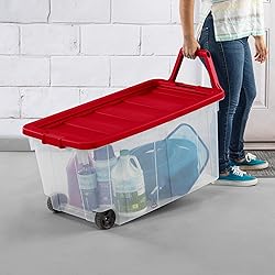 Sterilite 2 Pack Wheeled Storage Box, Large Clear